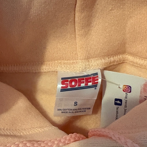 Comfort Colors Peach Hoodie with Pink Graphic - Picture 3 of 4